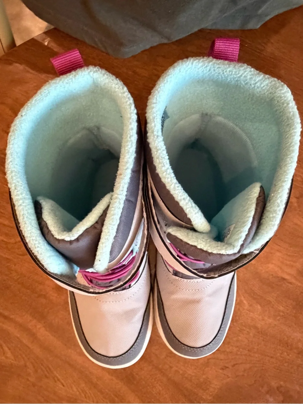 Merrell Kids Gray Winter Boots with Pink Lace Accents